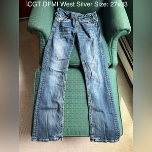 Cowgirl Tuff Don’t Fence Me In West Silver Jeans